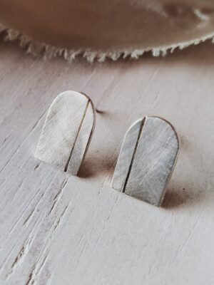 Alina – handcrafted silver arch stud earrings from the Threshold of Dreams Collection