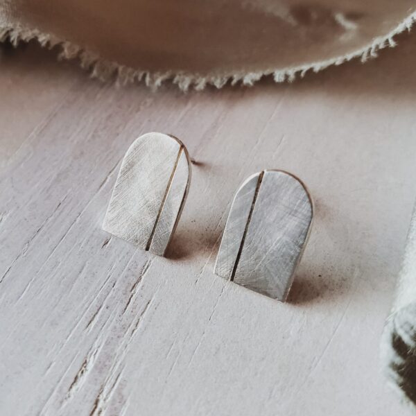 Alina – handcrafted silver arch stud earrings from the Threshold of Dreams Collection