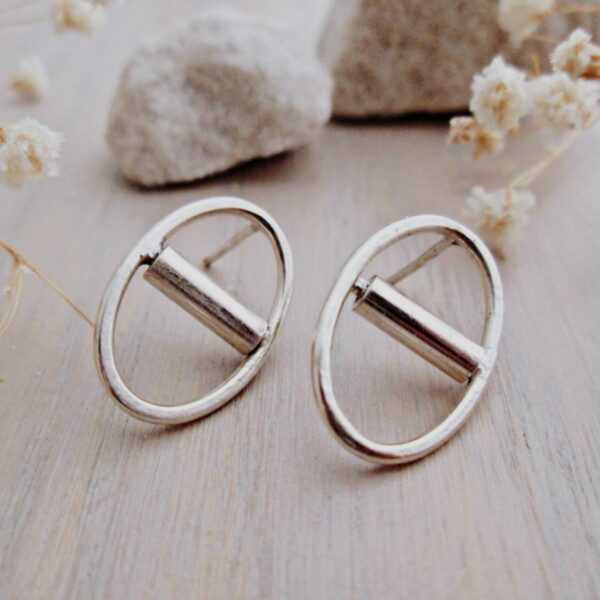 Eunoia Kinetic Fidget Stud Earrings in Sterling Silver