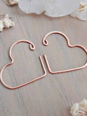 Minimal Heart Hoop Earrings in 14k Rose Gold