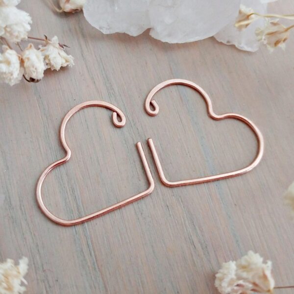 Minimal Heart Hoop Earrings in 14k Rose Gold