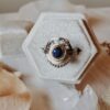 Solar Eclipse Ring Set in sterling silver with sapphire and moissanite accents