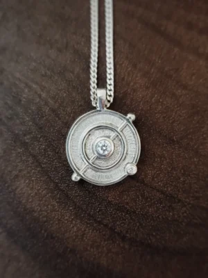 Earth Medallion Pendant in Sterling Silver
