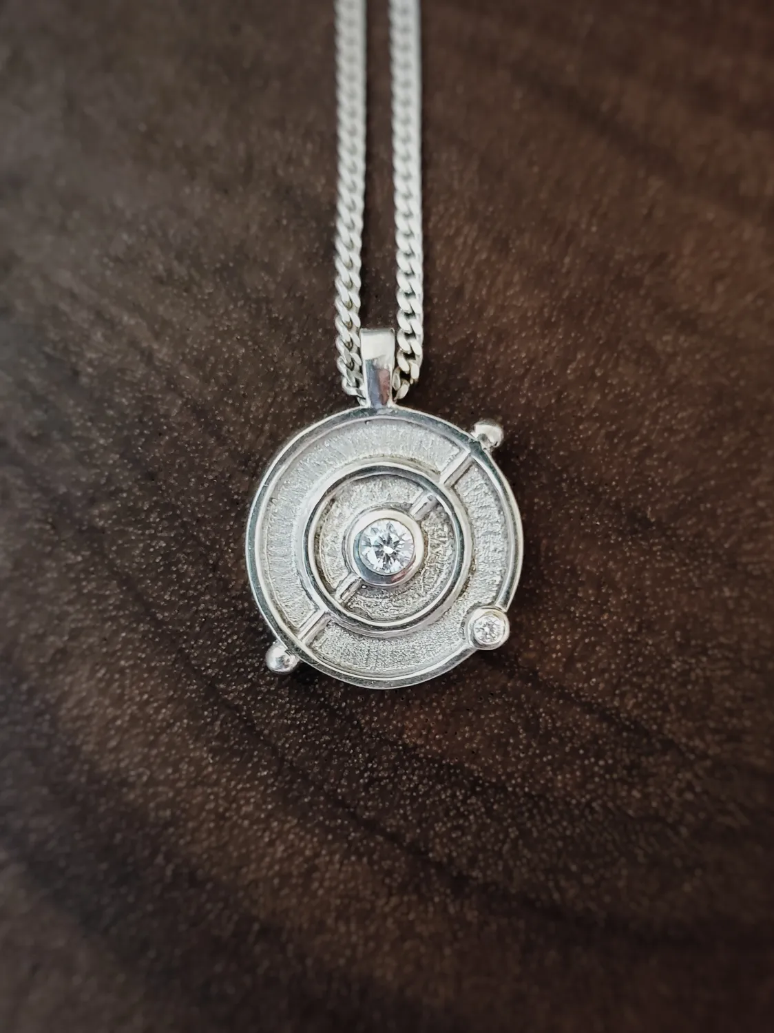 Earth Medallion Pendant in Sterling Silver