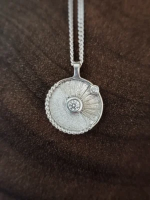 Solar Eclipse Medallion Pendant in Sterling Silver