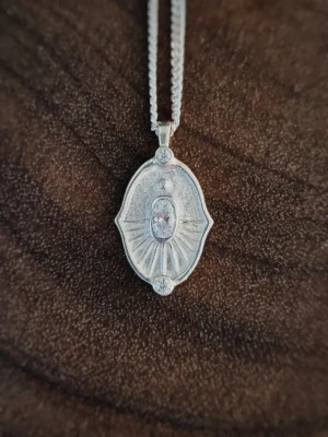 Saturn Medallion Pendant in Sterling Silver